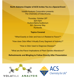 ACS event at Hudson Alpha Chemistry of Odor Volatile Analysis